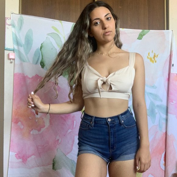 NWOT Mendocino Tie Front Nude Crop Tank Top - Picture 2 of 3